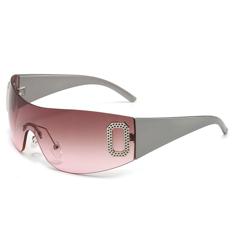 Wholesale of New Y2K Letter Integrated Sunshade PC Sunglasses